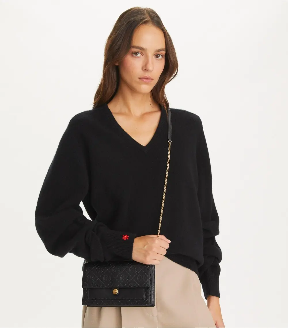 T Monogram Leather Crossbody