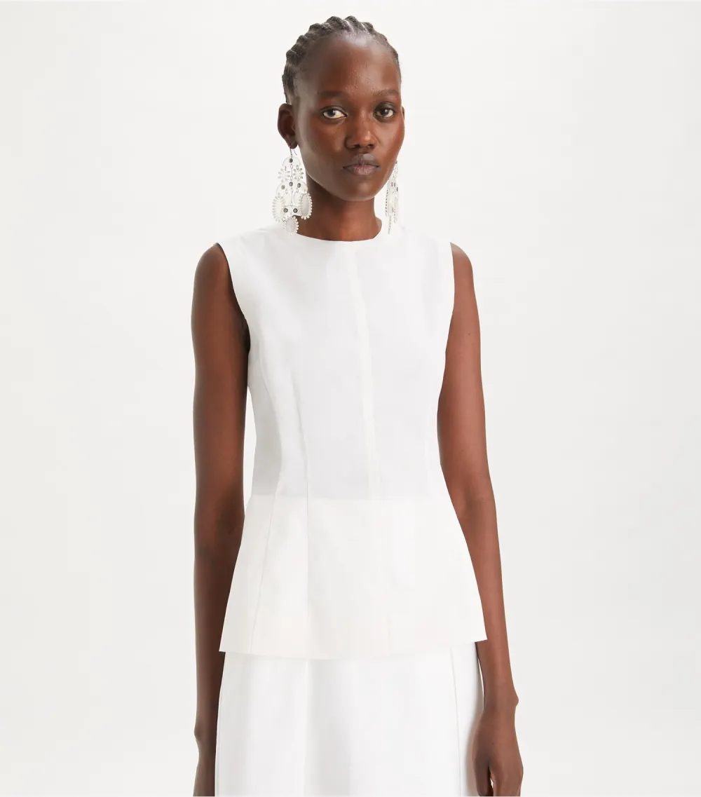 Sleeveless Cotton Poplin Top