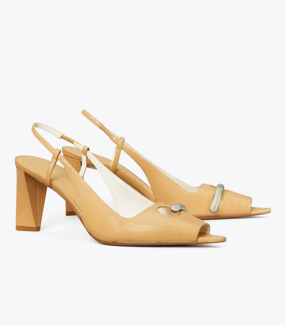 Pierced Peep-Toe Slingback