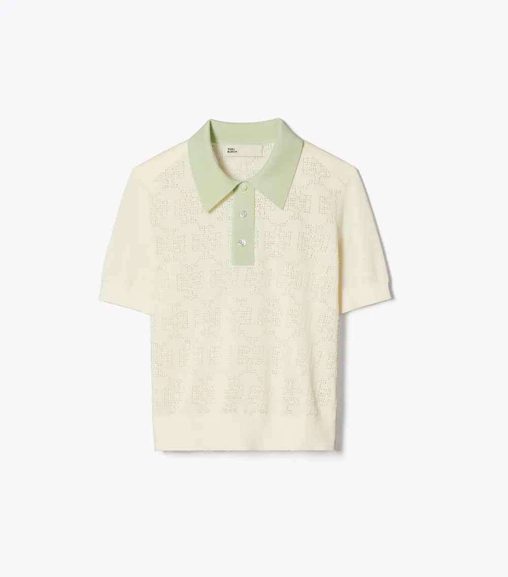 Cotton Pointelle Logo Polo