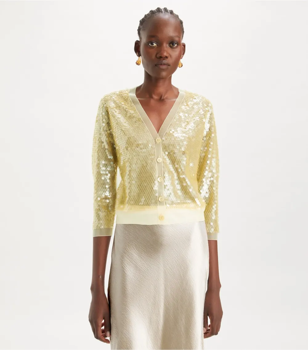 Sequin-Front Cardigan