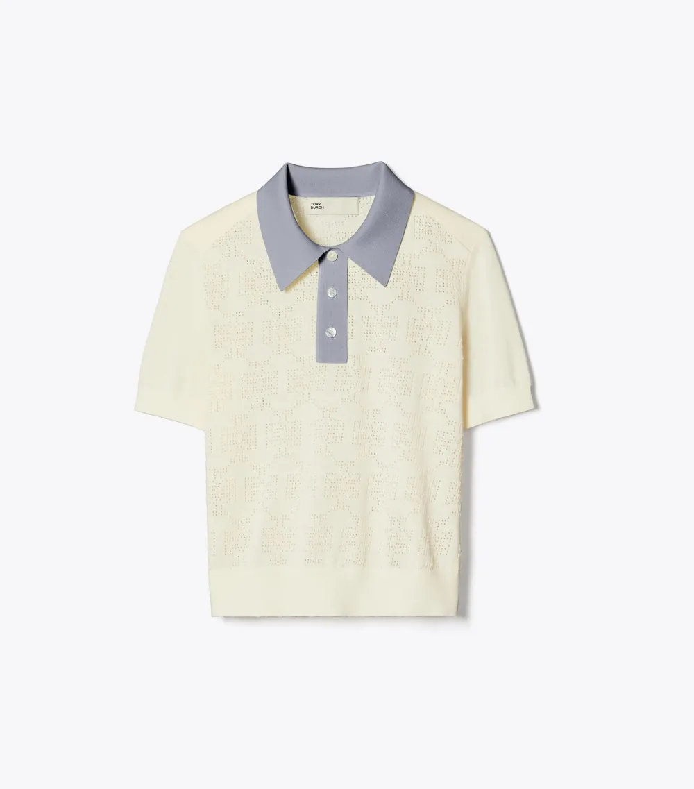 Cotton Pointelle Logo Polo