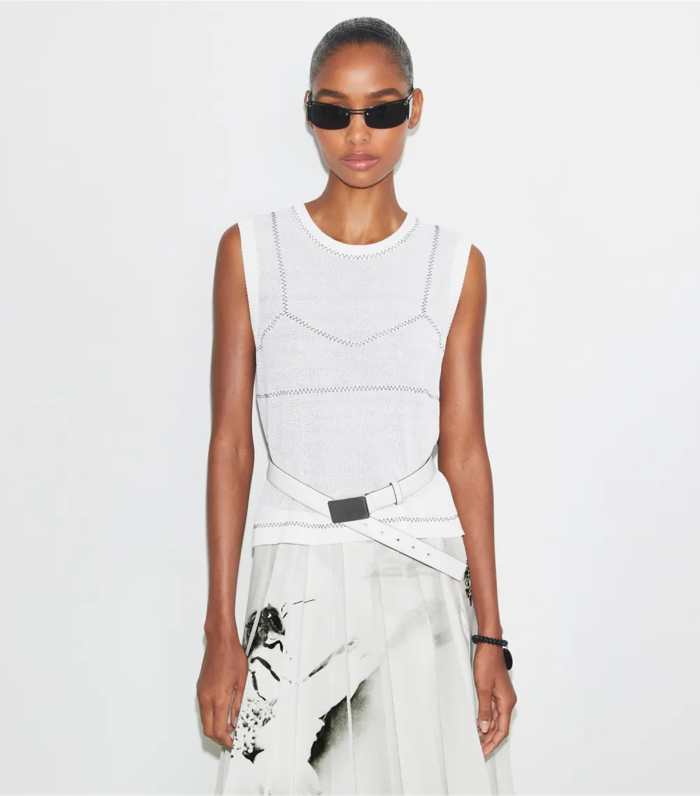 Cotton And Nylon Mesh Top
