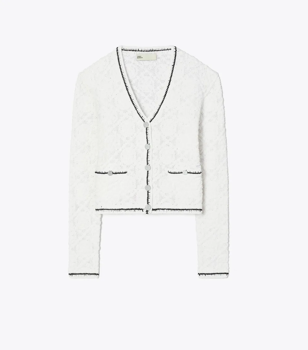 Cotton Logo Lace Cardigan