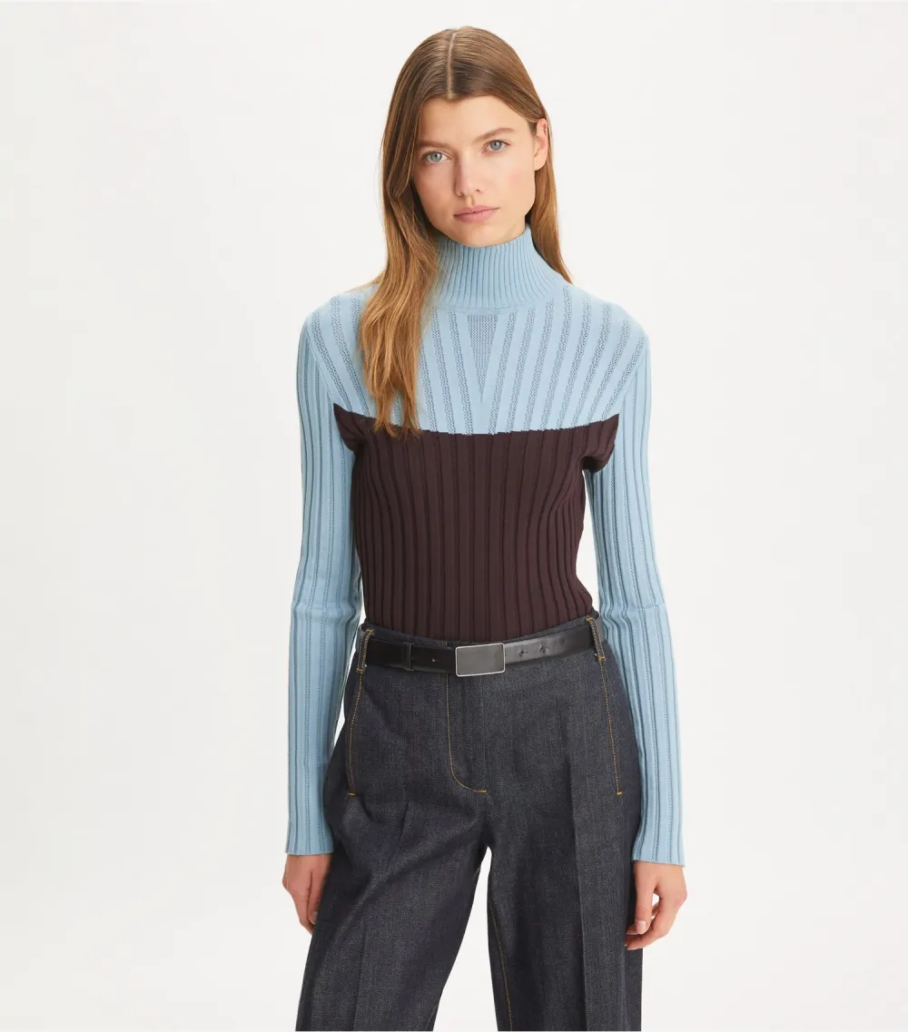 Colorblock Turtleneck Sweater