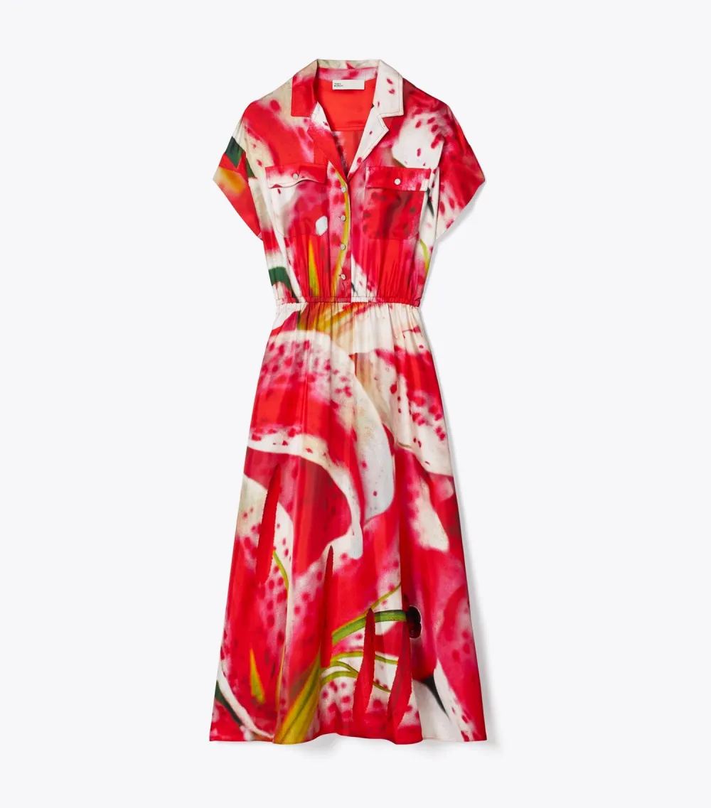 Printed Silk Twill Shirtdress