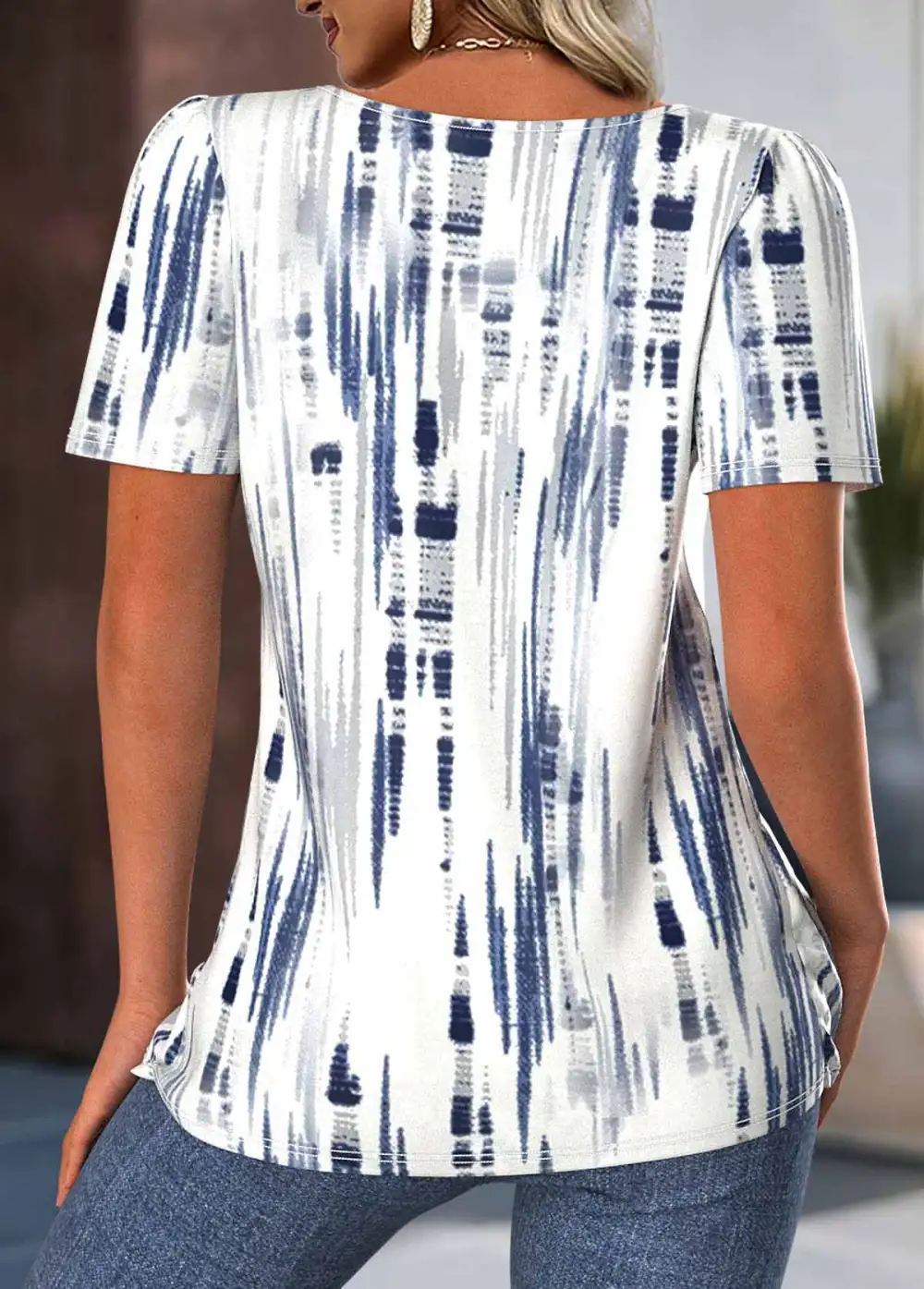 White Tie Dye Print Short Sleeve T Shirt