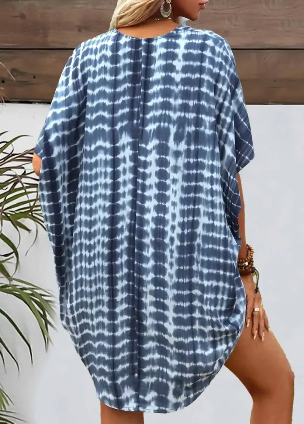 Blue Tie Dye Print Cardigan and Tank Top