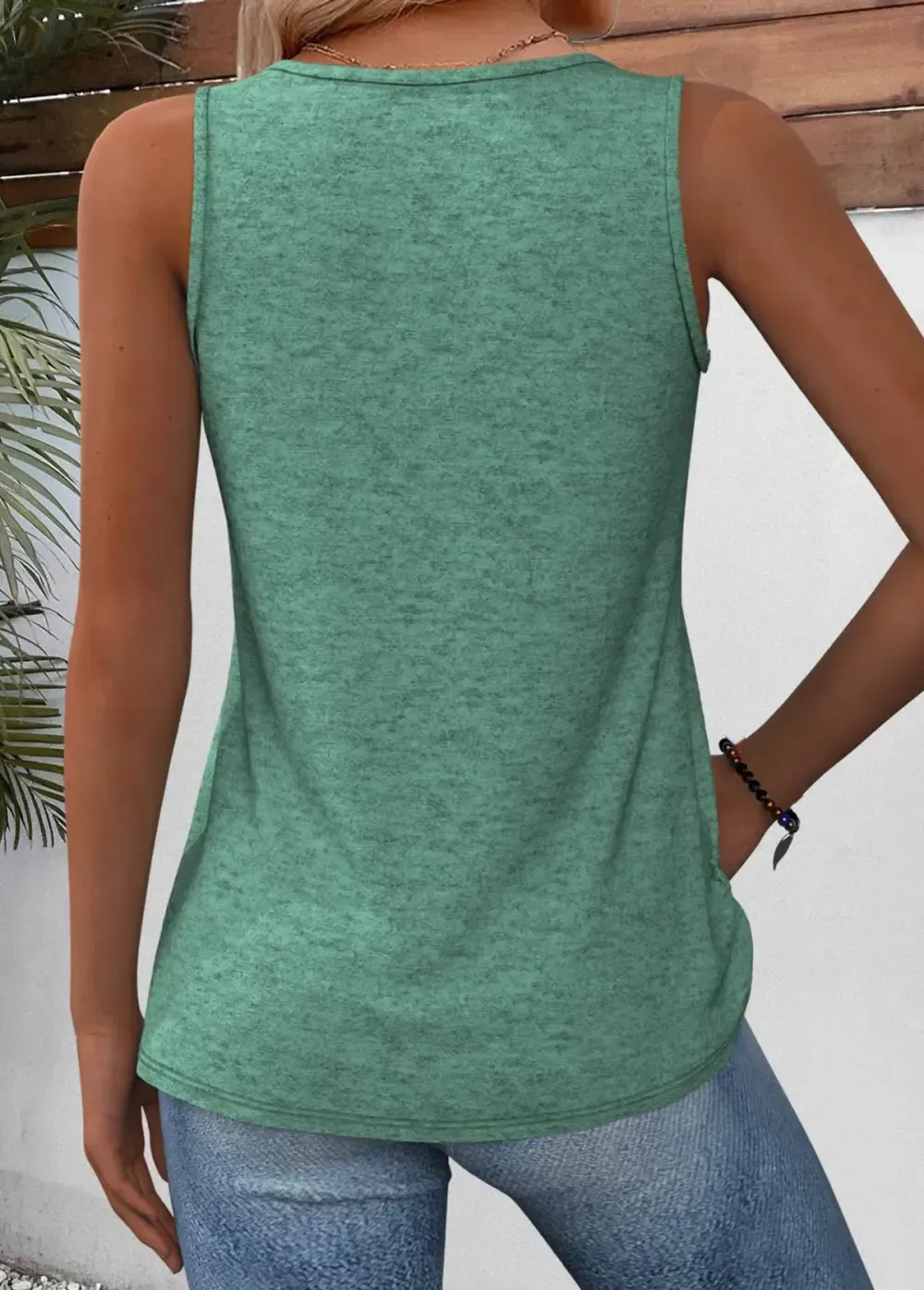 V Neck Sage Green Sleeveless Tank Top