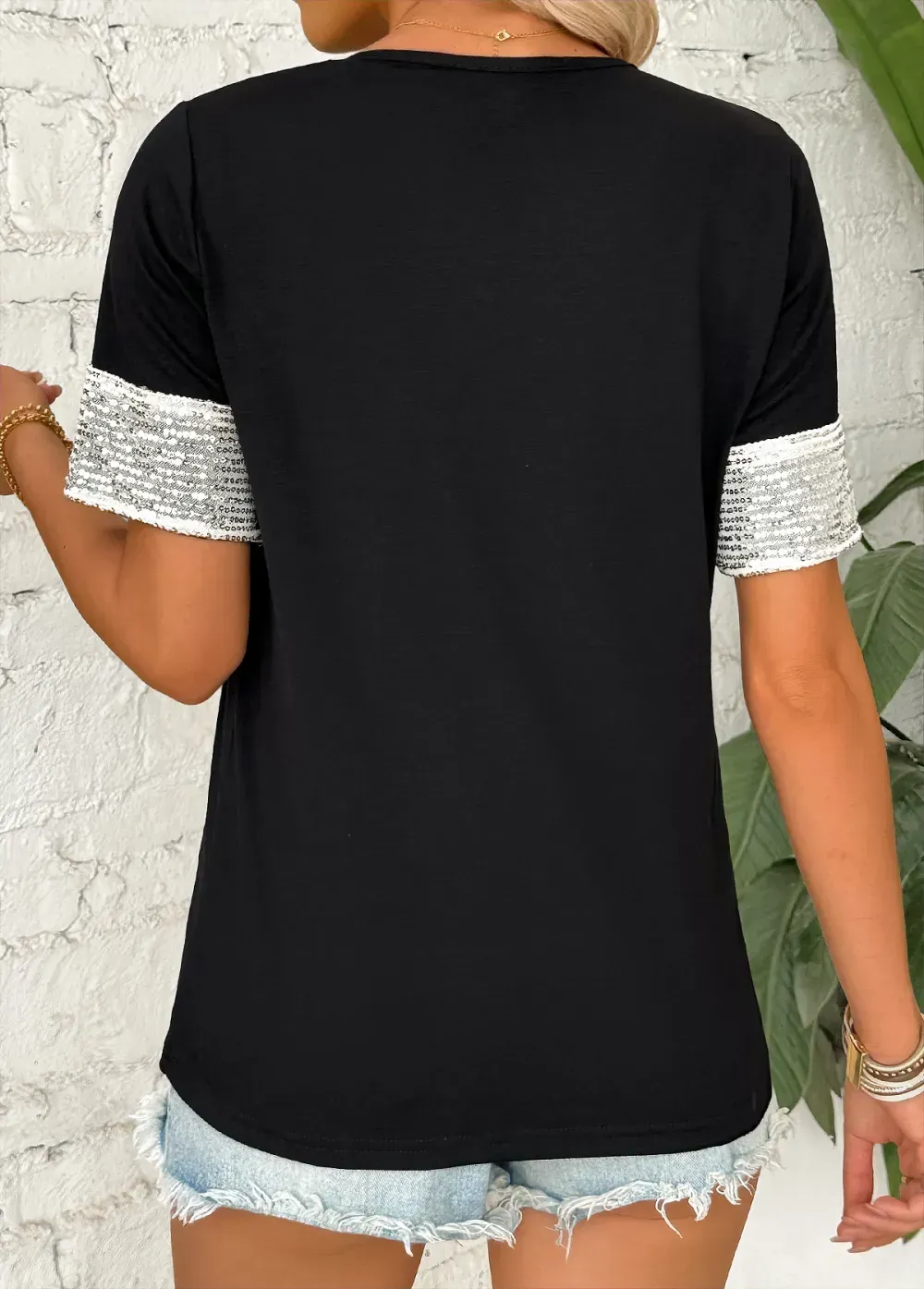 Black Short Sleeve V Neck T Shirt