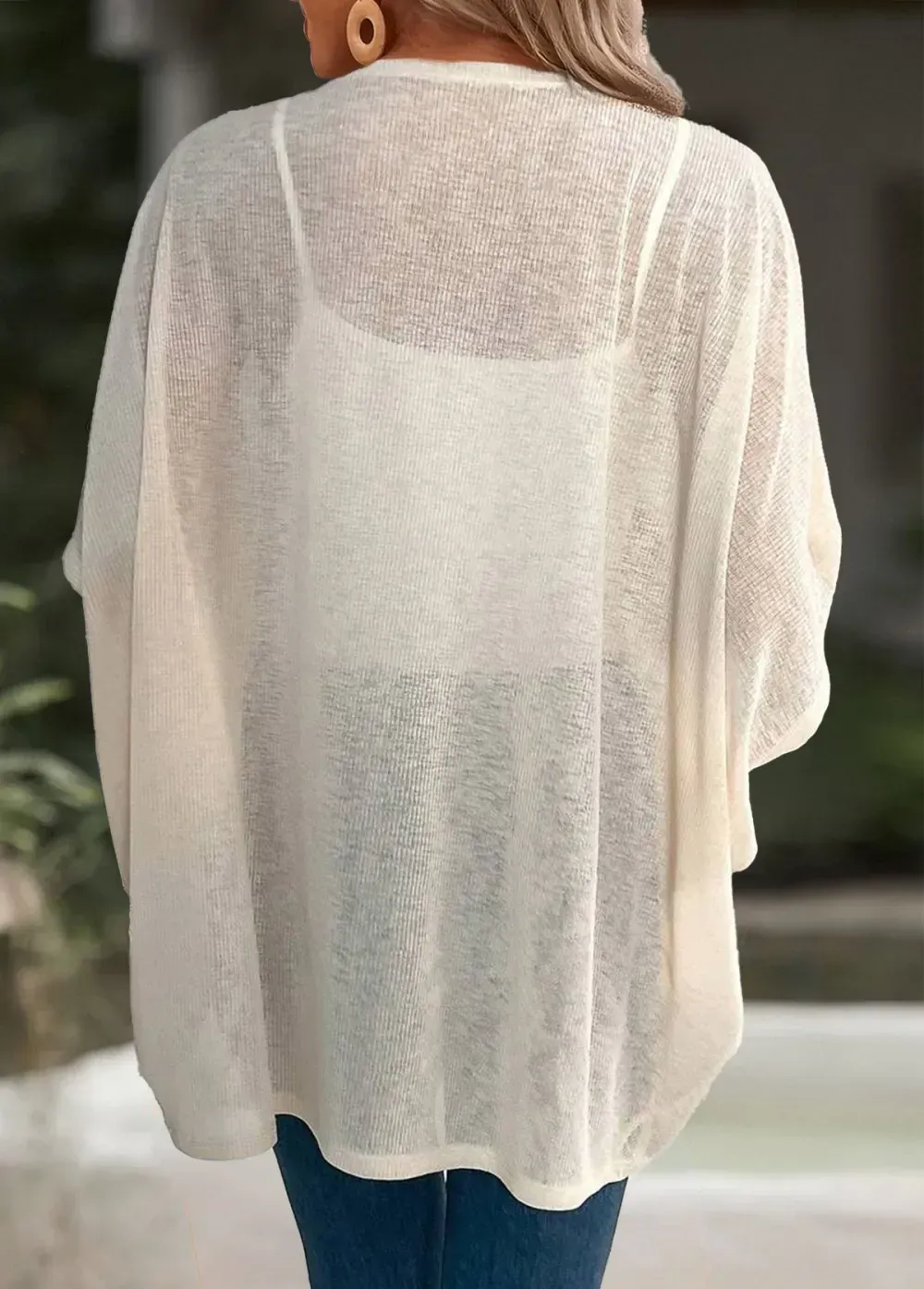 Beige Half Sleeve Tunic Light Cardigan