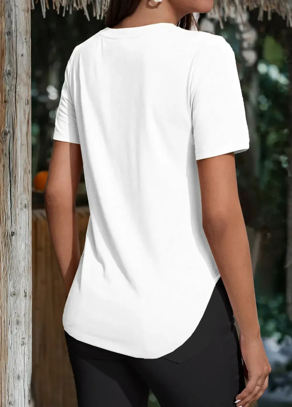 White Short Sleeve Round Neck T Shirt