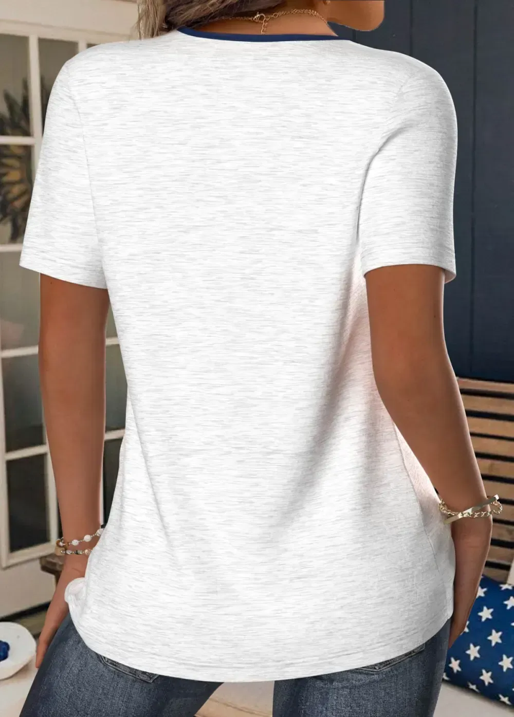 American Flag White Short Sleeve T Shirt