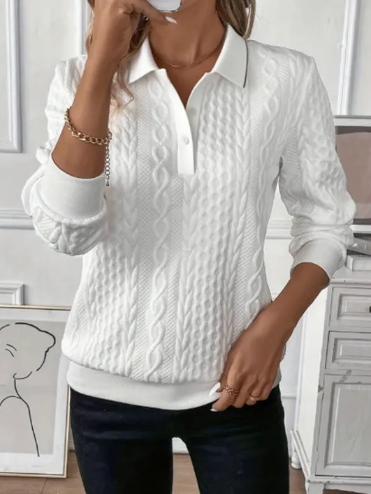 Lapel Long-Sleeved Early Autumn Bottoming Shirt Casual Top