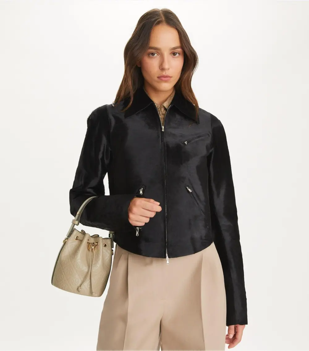 T Monogram Leather Mini Bucket Bag