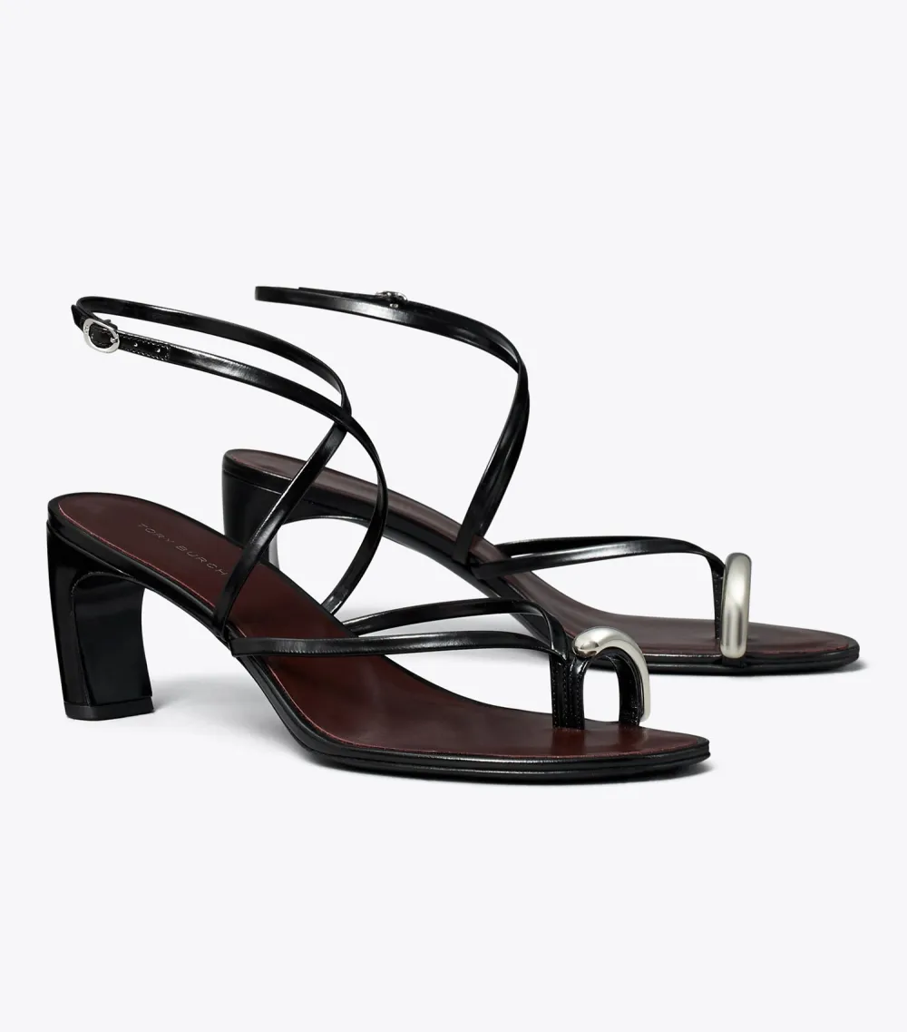 Pierced Multi-Strap Heeled Sandal