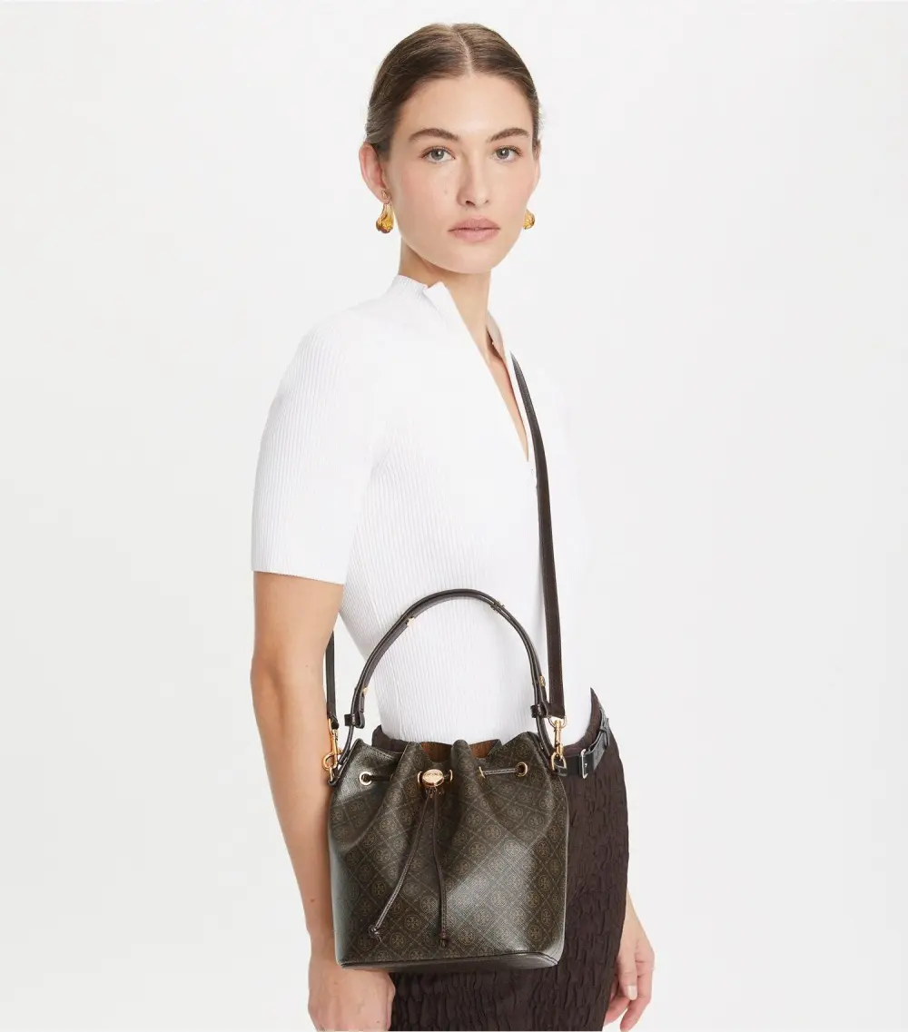 T Monogram Coated Canvas Bucket Bag