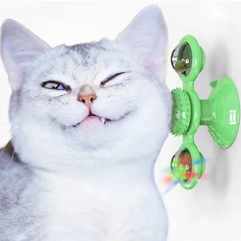 Interactive Cat Windmill Toy – LED & Catnip Ball Spinner for Indoor Exercise & Chewing