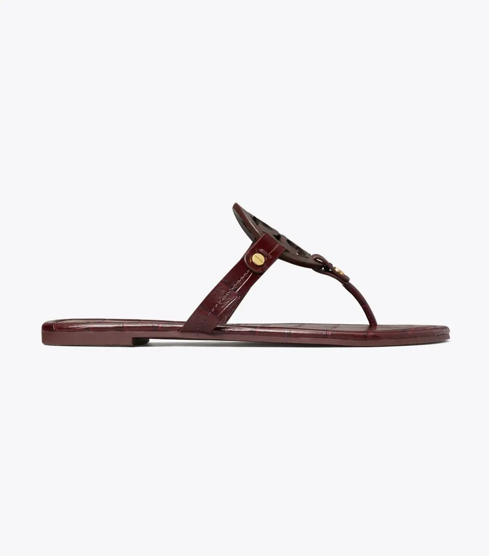 Miller Croc-Embossed Leather Sandal