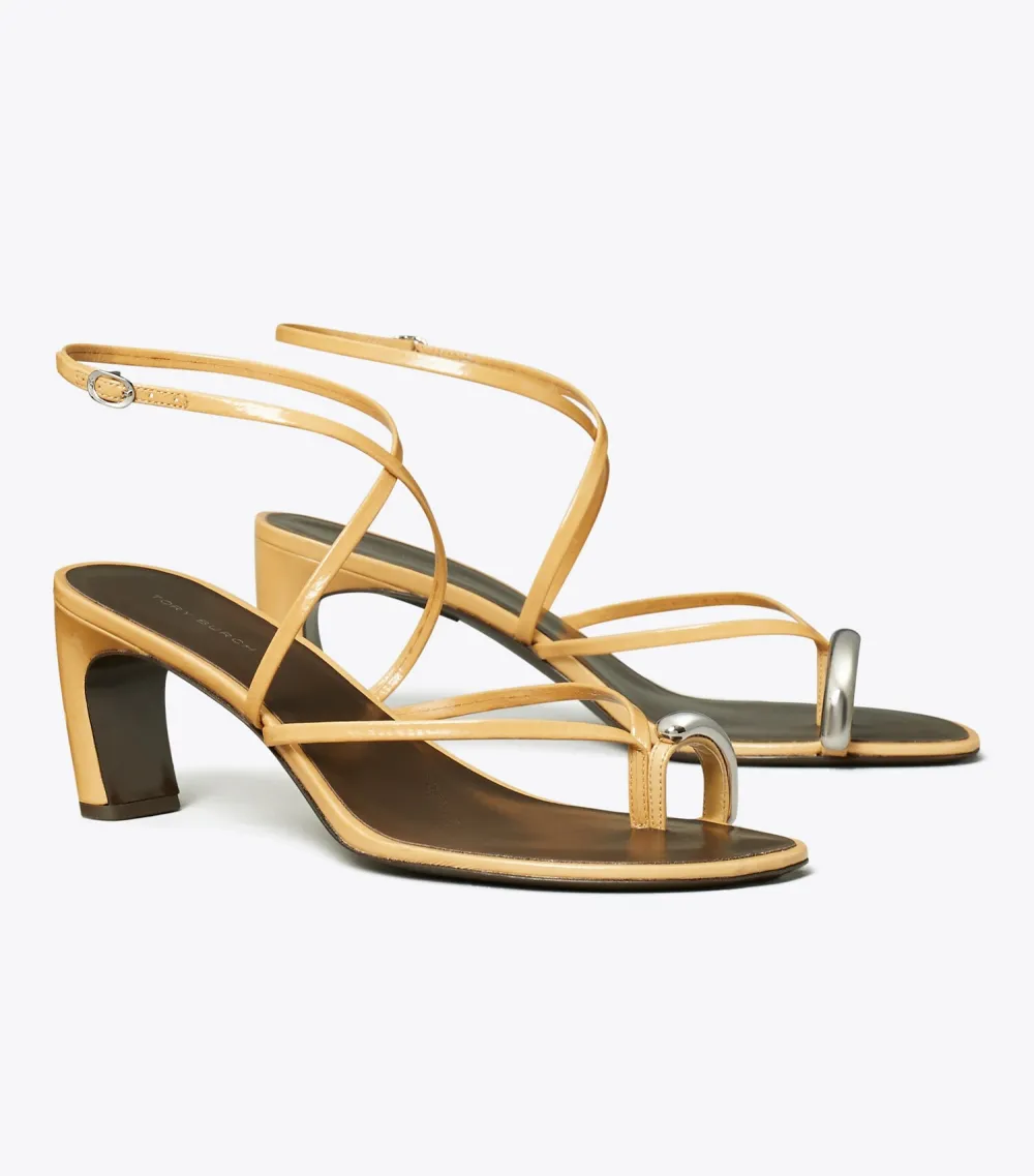 Pierced Multi-Strap Heeled Sandal