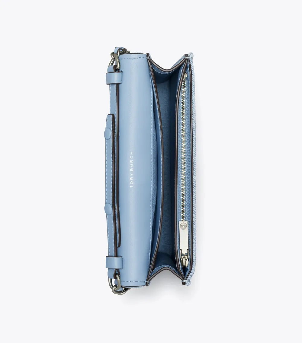 Fleming Denim-Print Suede Crossbody