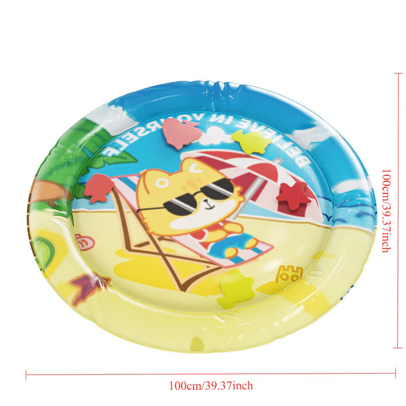 Pet Cooling Splash Pad with Inflatable Rim & Built-In Floating Toys