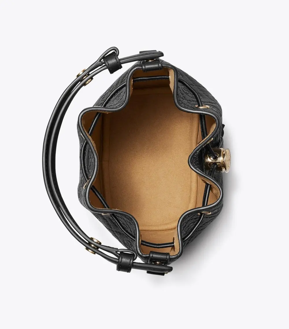 T Monogram Pebbled Mini Bucket Bag