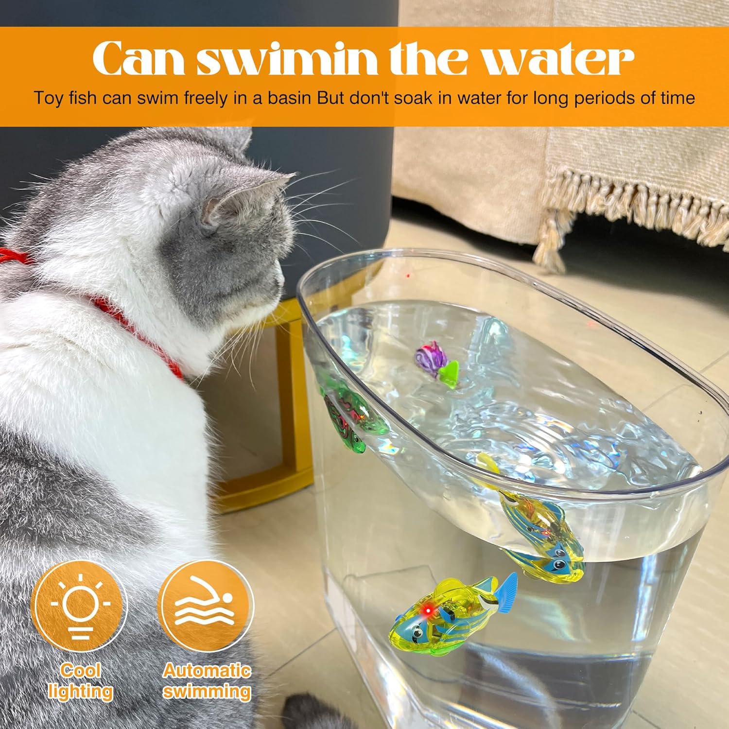 Interactive LED Robotic Fish Toy for Pets