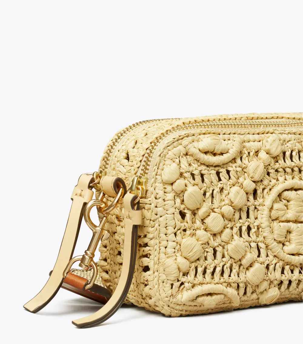T Monogram Mini Miller Raffia Crossbody Bag