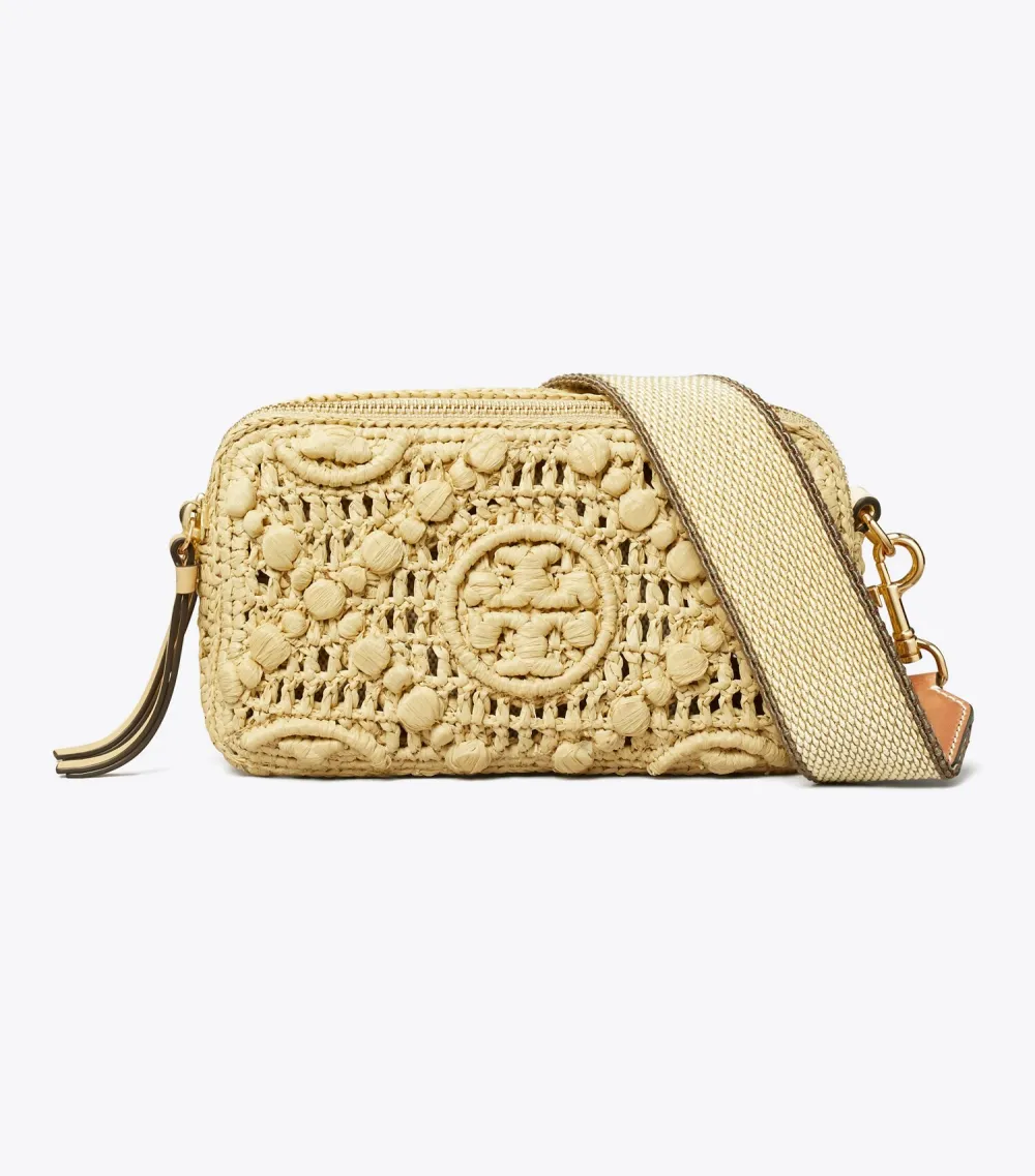 T Monogram Mini Miller Raffia Crossbody Bag