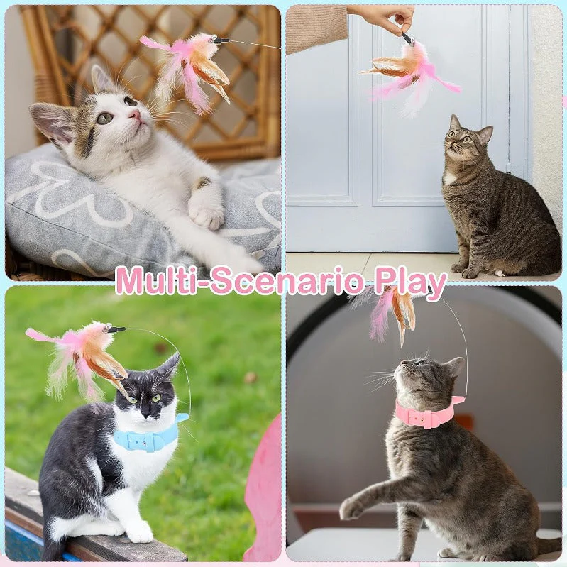 4-Pack Cat Collar Feather Toys