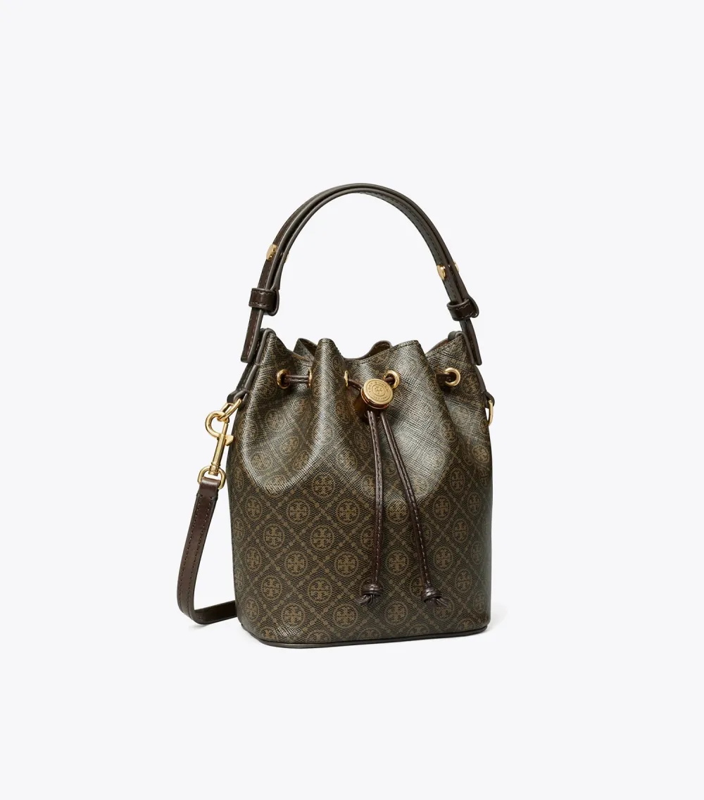 T Monogram Coated Canvas Mini Bucket Bag
