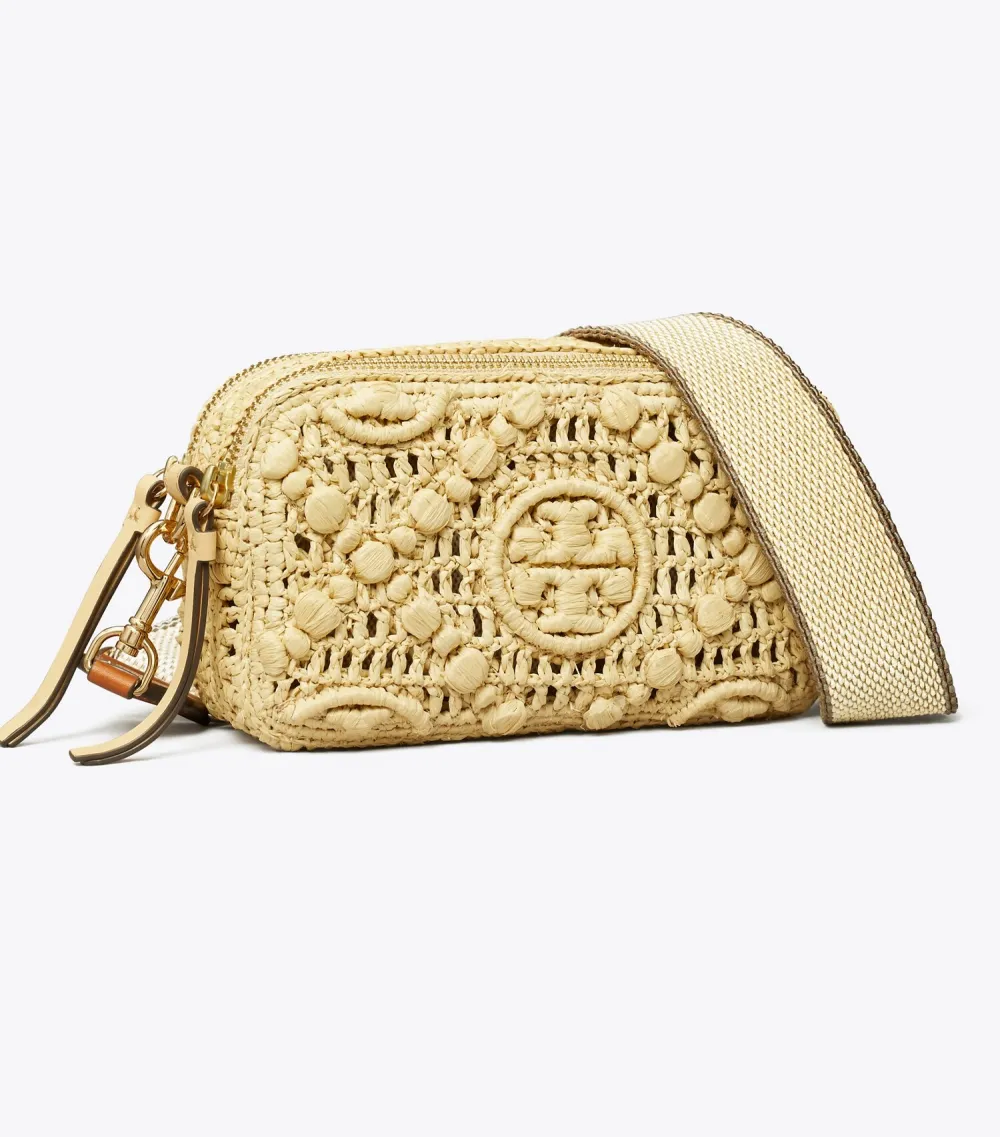 T Monogram Mini Miller Raffia Crossbody Bag