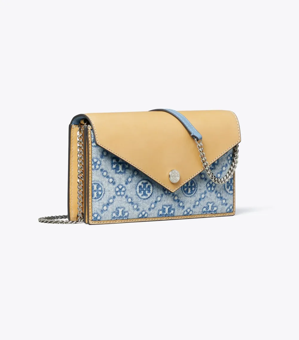 T Monogram Denim Envelope Crossbody