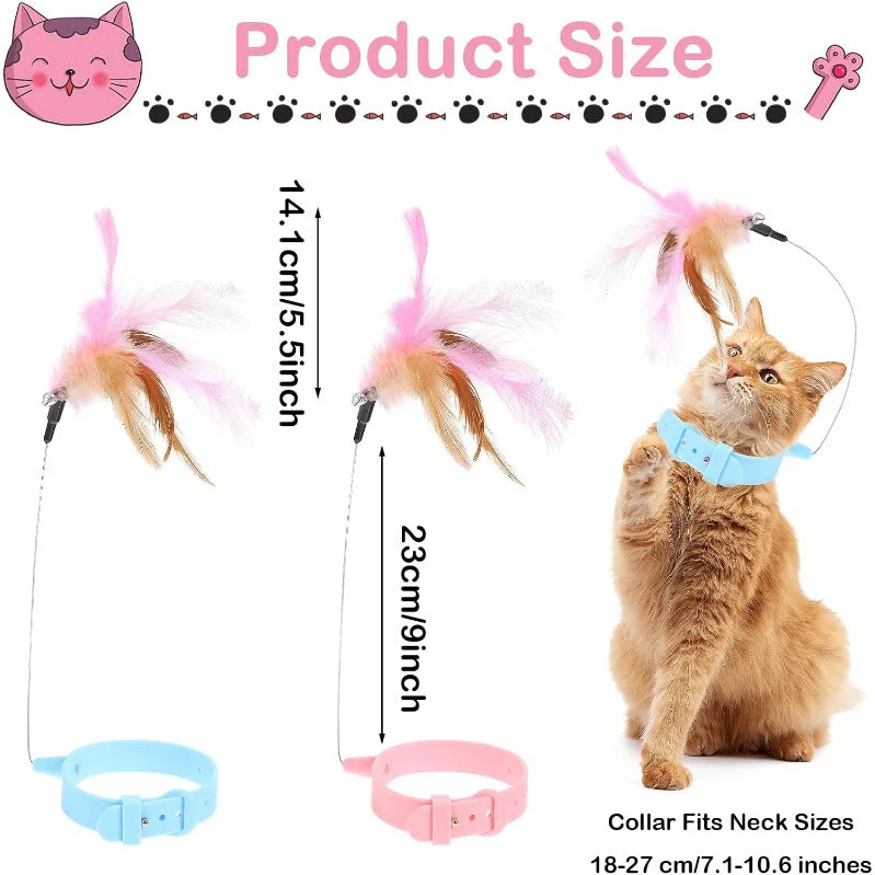 4-Pack Cat Collar Feather Toys