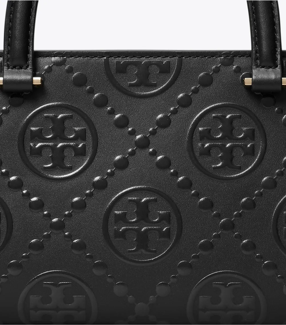 T Monogram Embossed Small East-West Tote