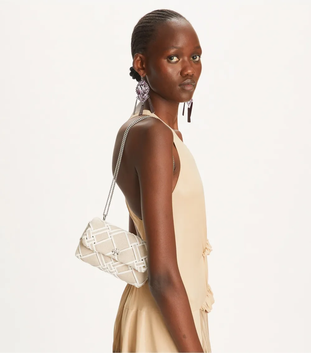 Mini Kira Woven Canvas Flap Bag