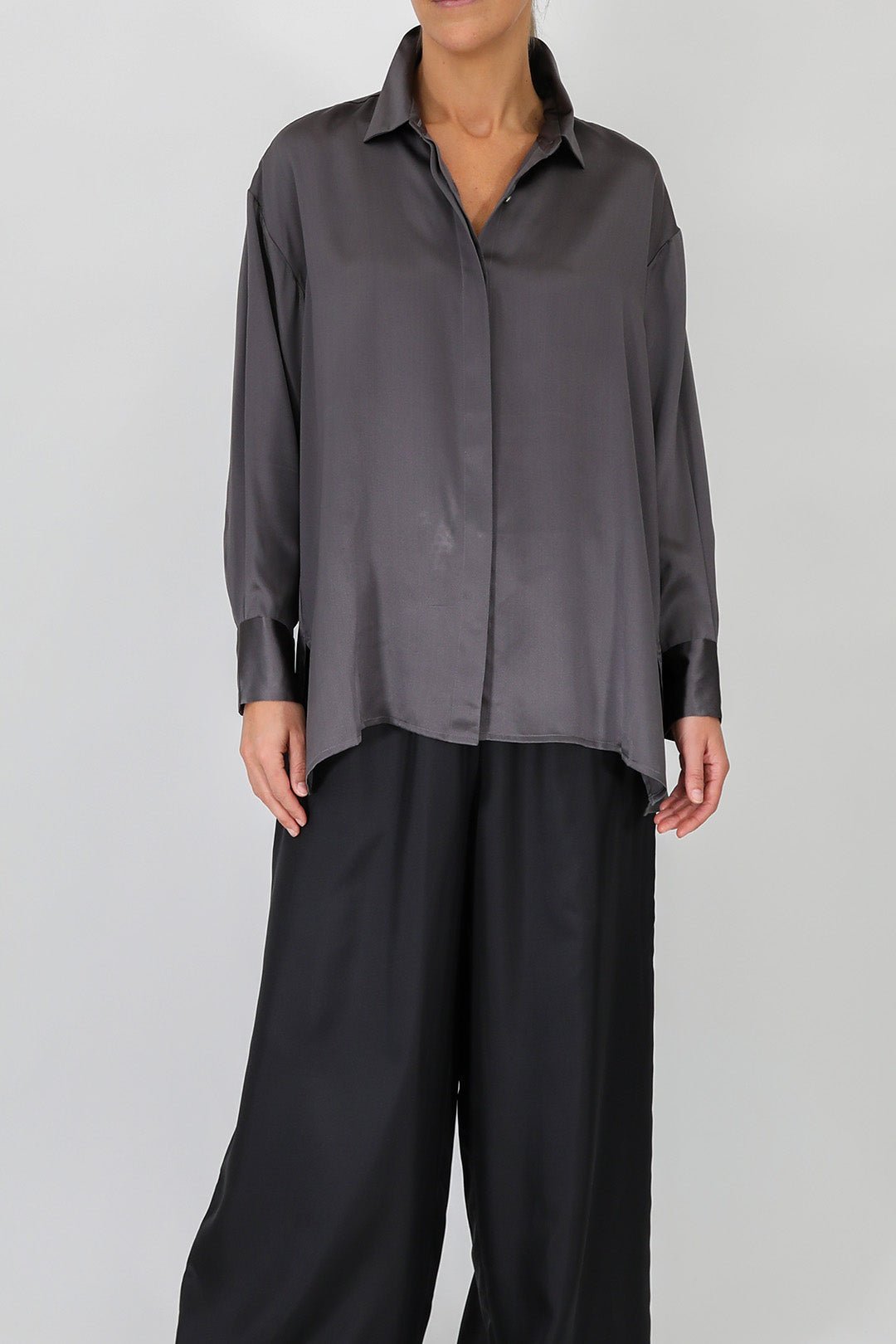 ADRIA SHIRT IN STRETCH SILK CHARMEUSE