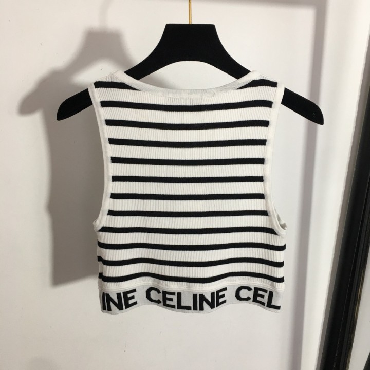 C logo  ribbon strip knitted vest for women