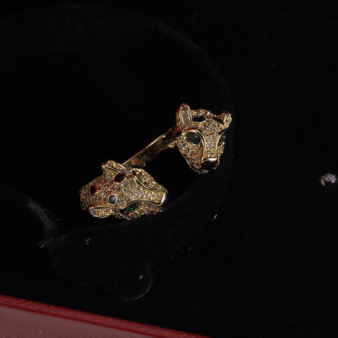 Cartier Fashion Diamond Animal Head Open Ring