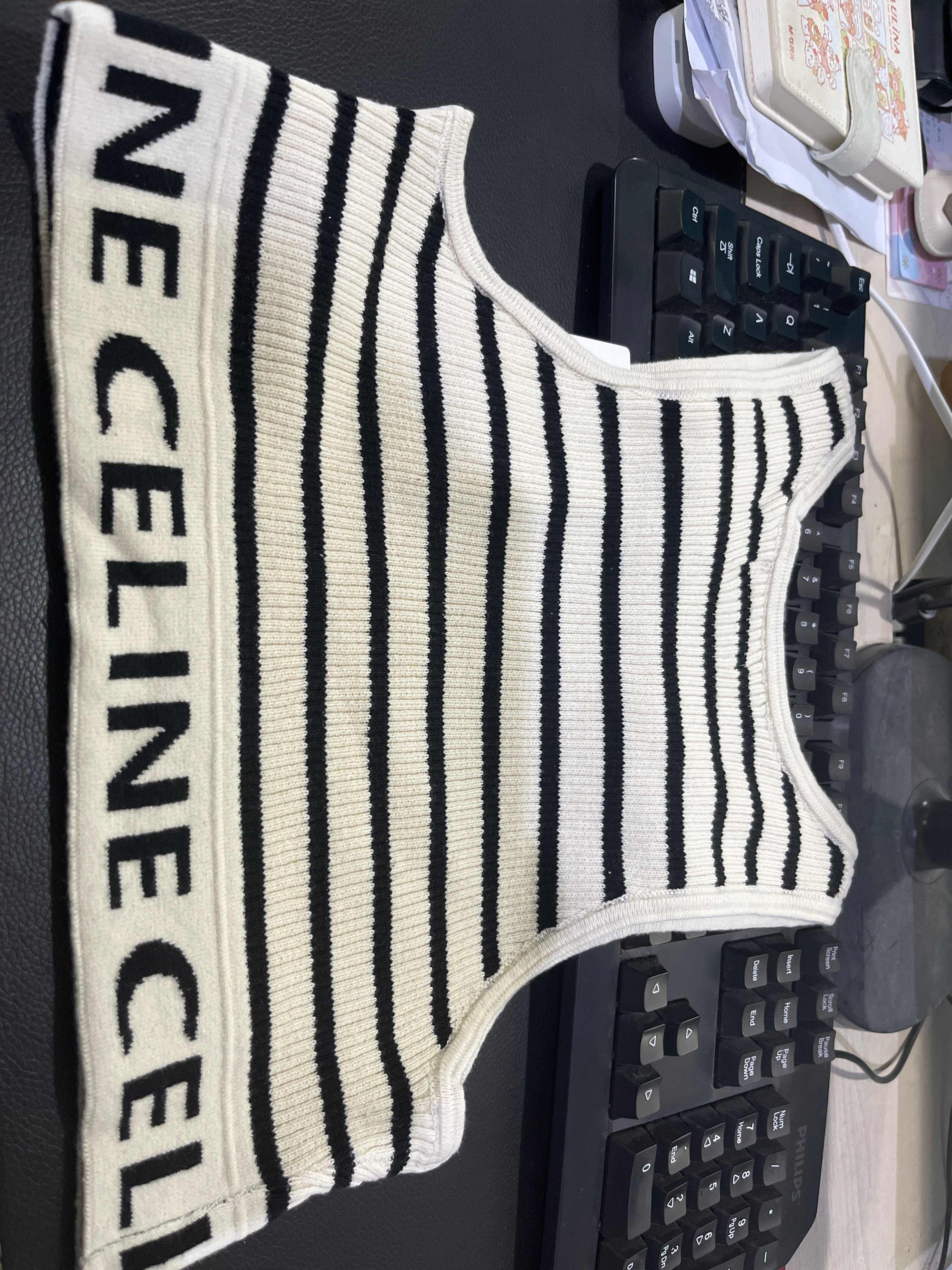 C logo  ribbon strip knitted vest for women