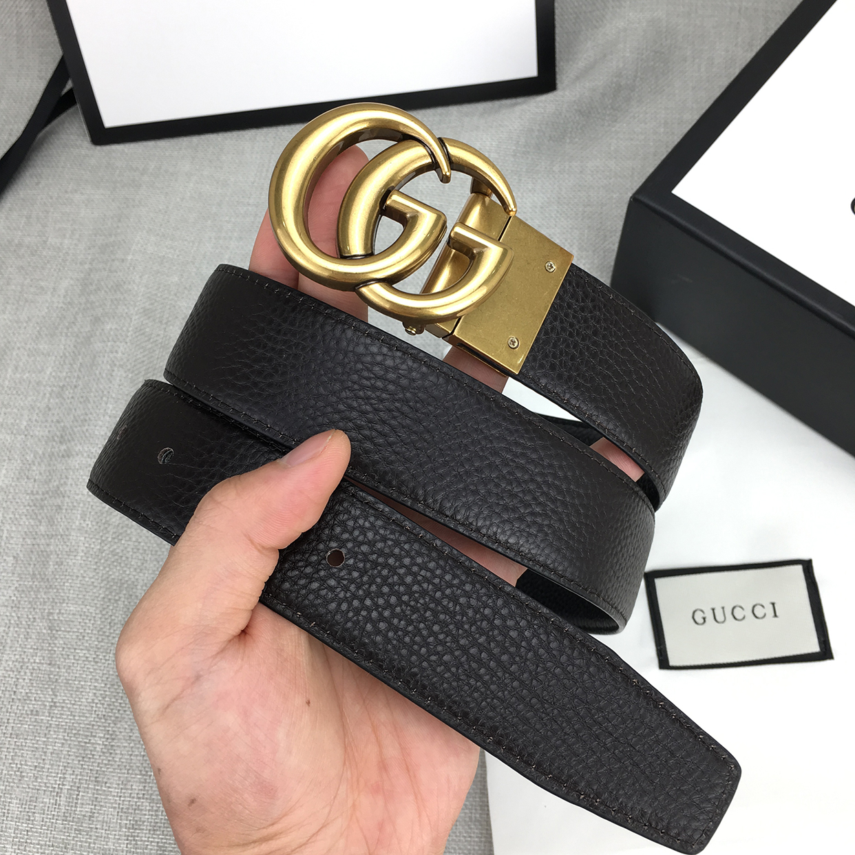 G design Women double G Buckle Genuine Leather Belt