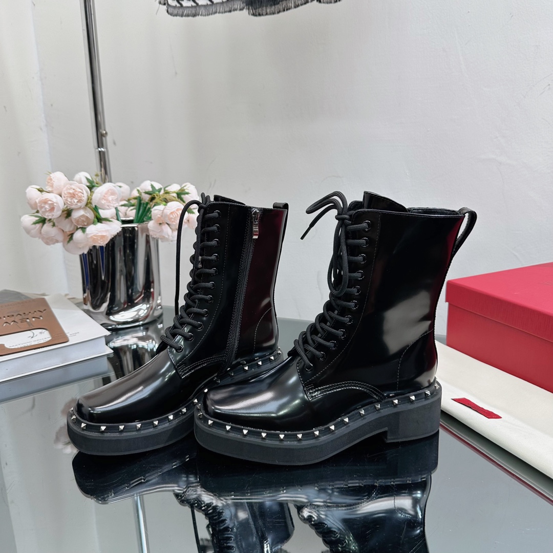 V stylerivets 2023 autumn and winter must-have new lace-up short boots