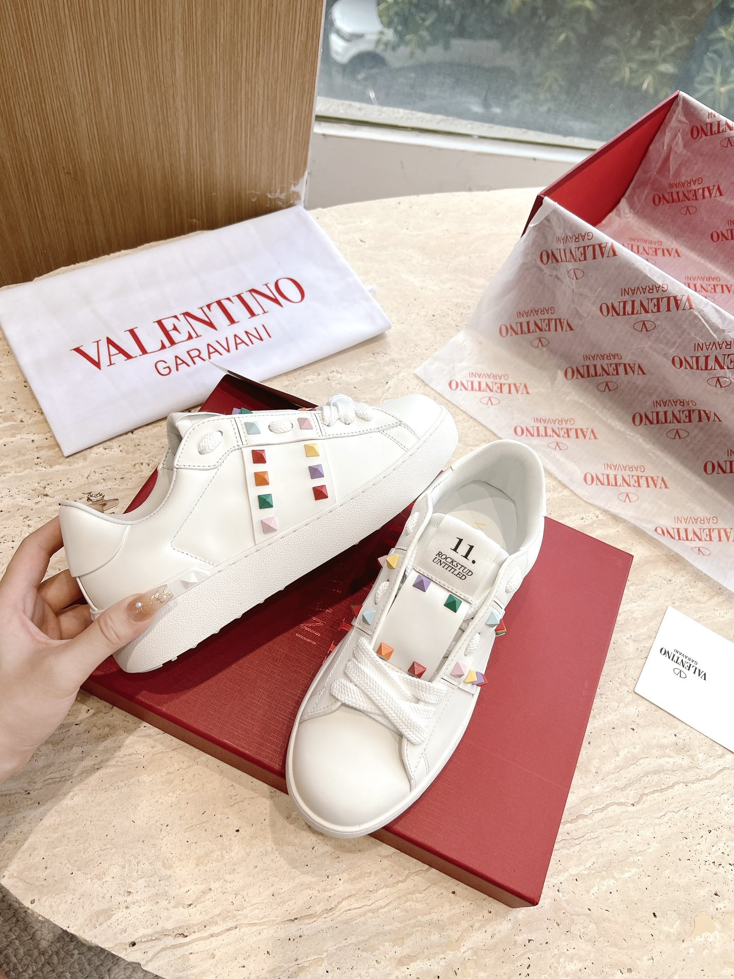 VALENTINO Women's OPEN DISCO Calfskin Sneakers