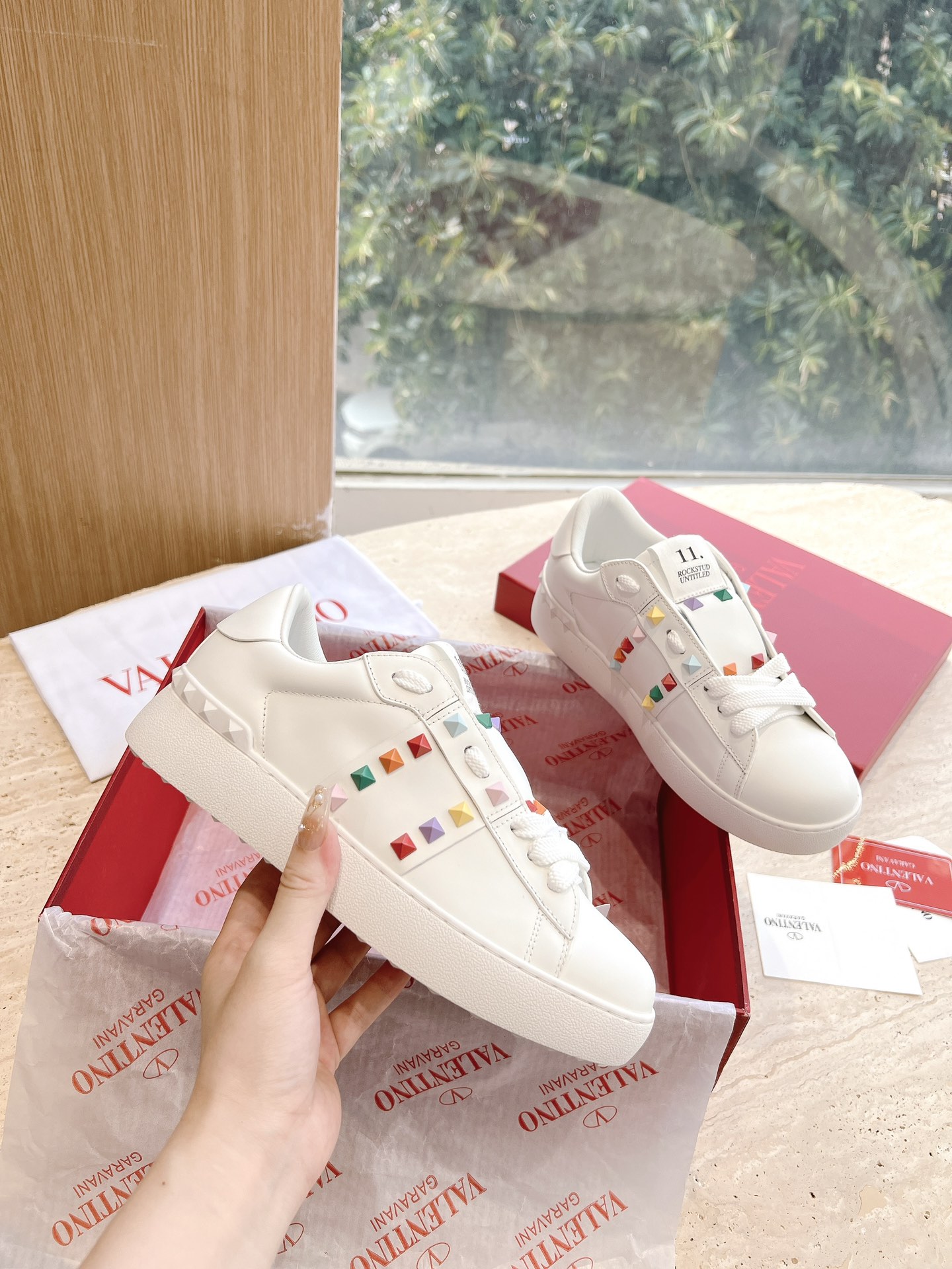 VALENTINO Women's OPEN DISCO Calfskin Sneakers