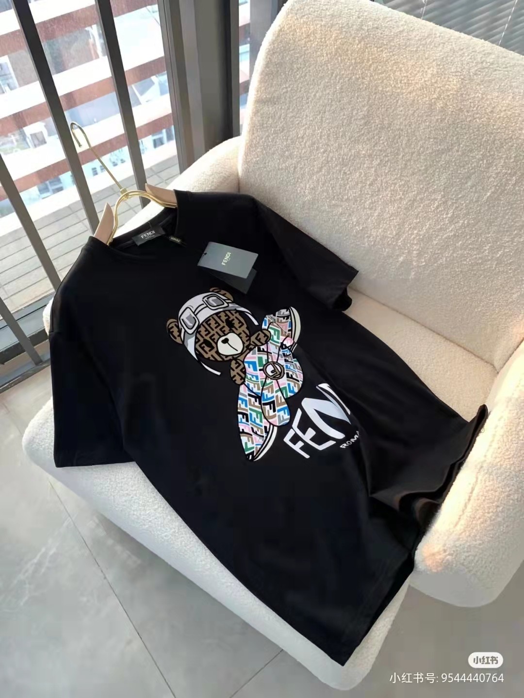 2023 Summer F design  Lovely Bear and Paper Airplane Printed Unisex Cotton Breathable T-shirt