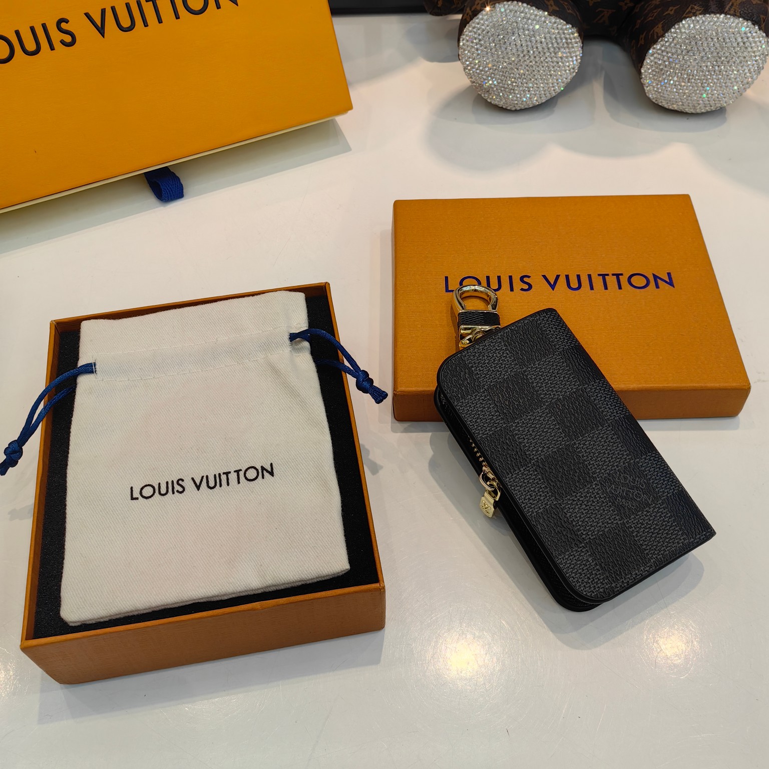 L design New trendy leather Monogram key chain for car remote control & Bag pedant accessories