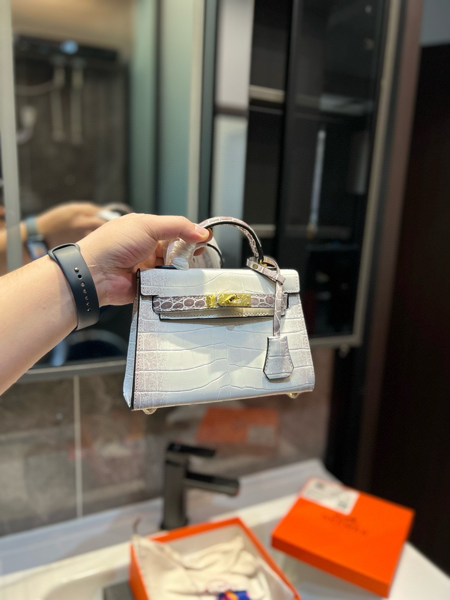 H design Kelly bag Mini size crocodile pattern