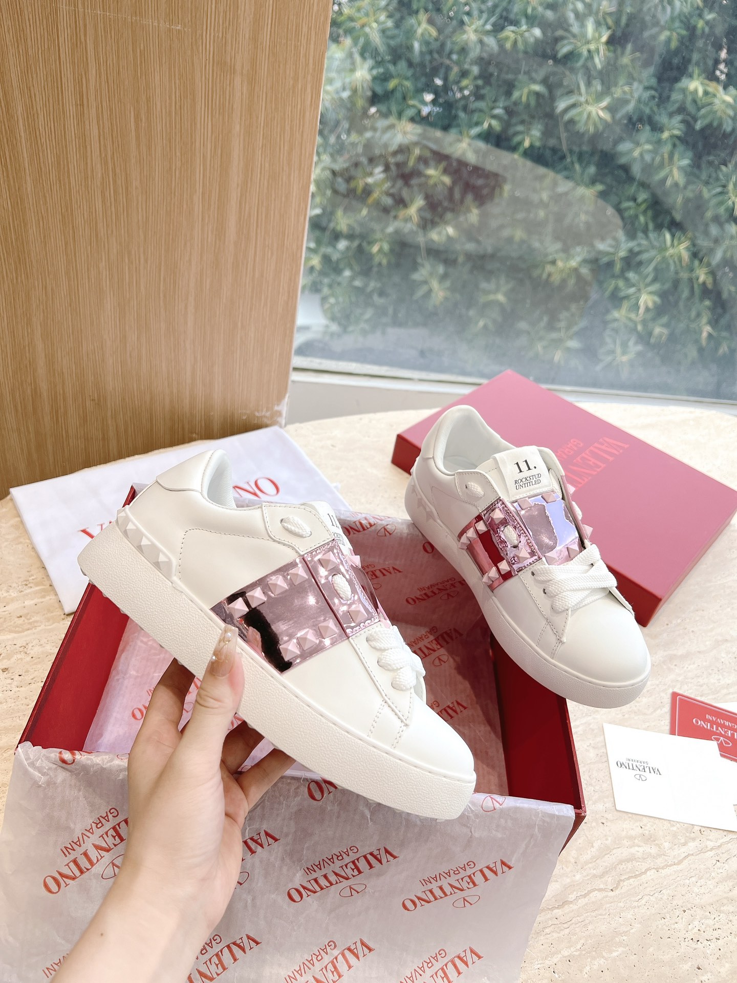 VALENTINO Women's OPEN DISCO Calfskin Sneakers