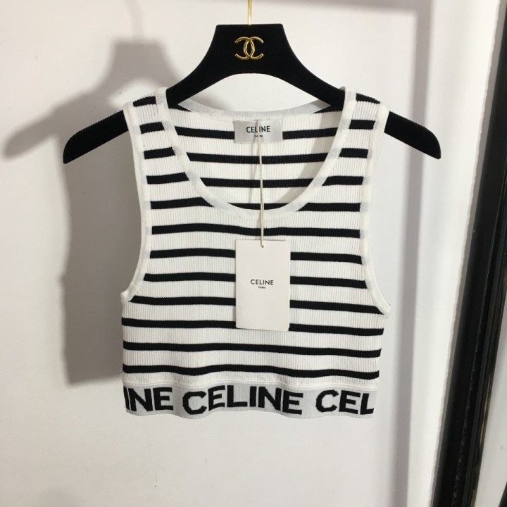 C logo  ribbon strip knitted vest for women
